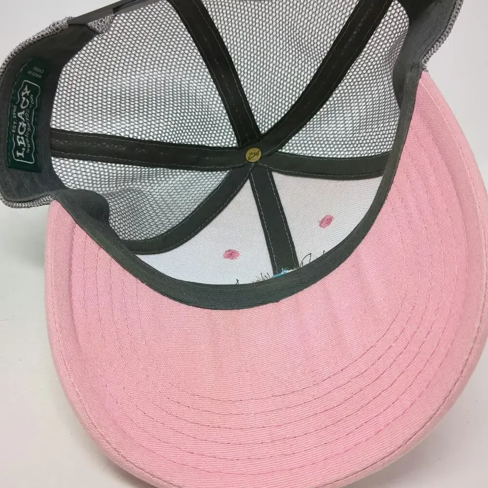 Legacy Trucker Hat Pink One Size Pete Smith's Surf Shop Mesh Patch Palm Trees